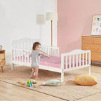 Lit pour enfant Costway en bois avec barrières de sécurité, coloris noir/marron/gris/blanc