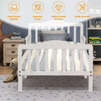 Lit pour enfant Costway en bois avec barrières de sécurité, coloris noir/marron/gris/blanc