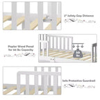 Lit pour enfant Costway en bois avec barrières de sécurité, coloris noir/marron/gris/blanc