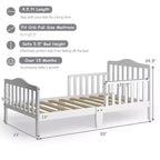 Lit pour enfant Costway en bois avec barrières de sécurité, coloris noir/marron/gris/blanc