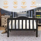 Lit pour enfant Costway en bois avec barrières de sécurité, coloris noir/marron/gris/blanc