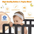 Lit pour enfant Costway en bois avec barrières de sécurité, coloris noir/marron/gris/blanc