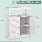 Meuble de salle de bain sur pied Costway avec double porte persienne et organiseur de rangement