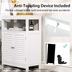Meuble de salle de bain sur pied Costway avec double porte persienne et organiseur de rangement