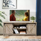 Meuble TV Costway – Meuble console avec porte coulissante type grange pour téléviseurs jusqu'à 60 po