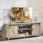 Meuble TV Costway – Meuble console avec porte coulissante type grange pour téléviseurs jusqu'à 60 po