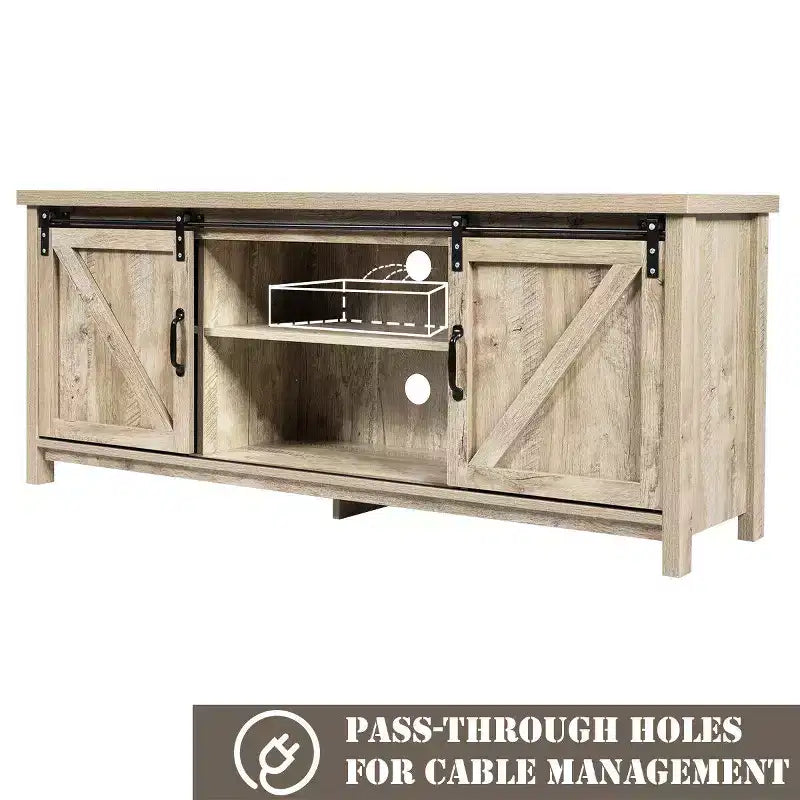 Meuble TV Costway – Meuble console avec porte coulissante type grange pour téléviseurs jusqu'à 60 po