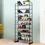 Costway Meuble à Chaussures 10 Niveaux, Organisateur de Chaussures Peu Encombrant avec Cadre en Métal, Tour à Chaussures