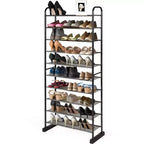 Costway Meuble à Chaussures 10 Niveaux, Organisateur de Chaussures Peu Encombrant avec Cadre en Métal, Tour à Chaussures