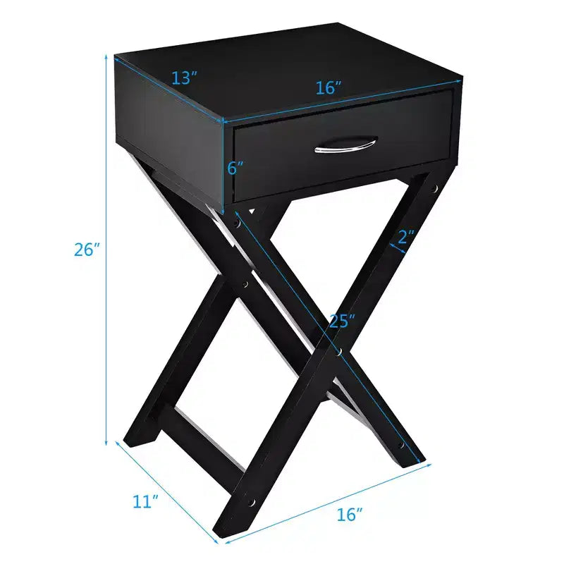 Table de chevet Costway avec tiroir en X, table d'appoint, meuble moderne pour la maison, noir