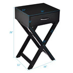 Table de chevet Costway avec tiroir en X, table d'appoint, meuble moderne pour la maison, noir