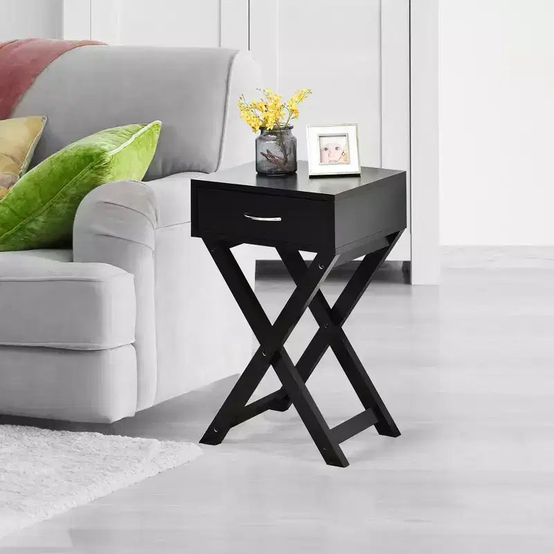Table de chevet Costway avec tiroir en X, table d'appoint, meuble moderne pour la maison, noir
