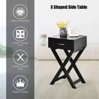 Table de chevet Costway avec tiroir en X, table d'appoint, meuble moderne pour la maison, noir