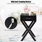 Table de chevet Costway avec tiroir en X, table d'appoint, meuble moderne pour la maison, noir