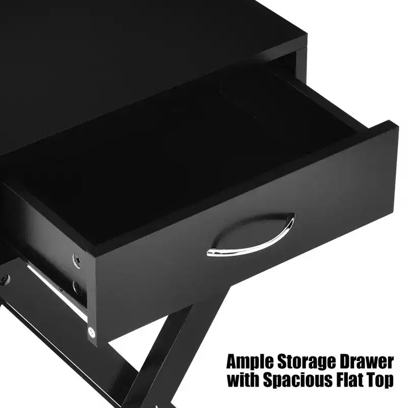 Table de chevet Costway avec tiroir en X, table d'appoint, meuble moderne pour la maison, noir
