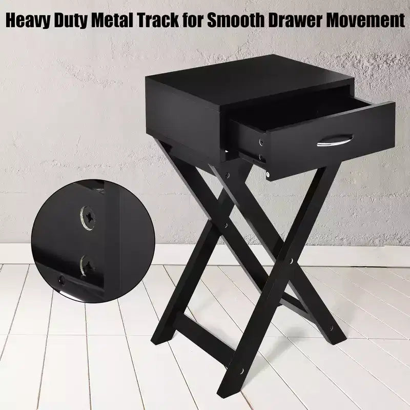Table de chevet Costway avec tiroir en X, table d'appoint, meuble moderne pour la maison, noir