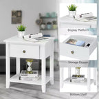 Costway Table de chevet Table d'appoint Canapé Table d'extrémité Table d'appoint Blanc