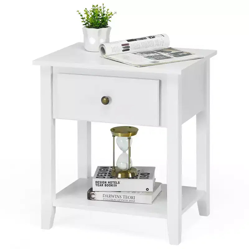 Costway Table de chevet Table d'appoint Canapé Table d'extrémité Table d'appoint Blanc