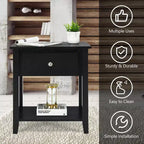 Costway Table de chevet Table d'appoint Canapé Table d'extrémité Table d'appoint Blanc