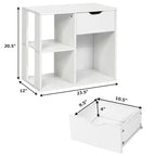 Table d'appoint à 3 niveaux Costway avec étagère de rangement et tiroir, table de chevet peu encombrante, blanc