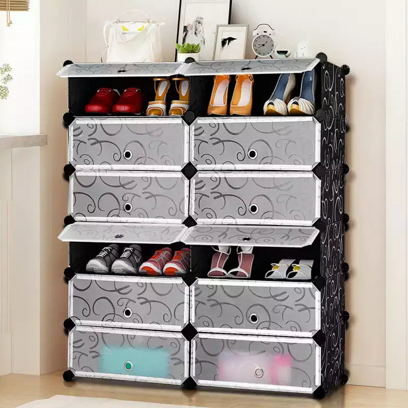 Costway Armoire de rangement portable 12 cases pour chaussures, étagère, meuble, organisateur de placard, mobilier de maison