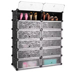Costway Armoire de rangement portable 12 cases pour chaussures, étagère, meuble, organisateur de placard, mobilier de maison
