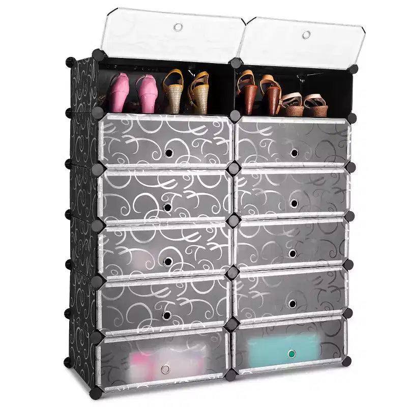 Costway Armoire de rangement portable 12 cases pour chaussures, étagère, meuble, organisateur de placard, mobilier de maison