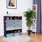 Costway Armoire de rangement portable 12 cases pour chaussures, étagère, meuble, organisateur de placard, mobilier de maison