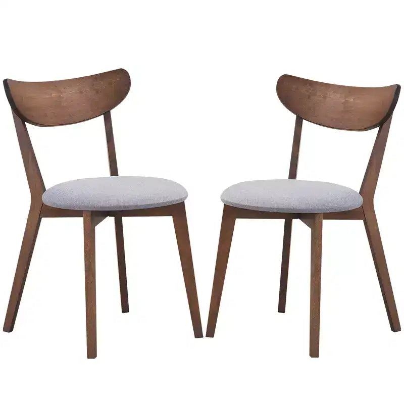 Costway Lot de 2 chaises de salle à manger, dossier incurvé rembourré, pieds en bois massif