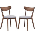 Costway Lot de 2 chaises de salle à manger, dossier incurvé rembourré, pieds en bois massif