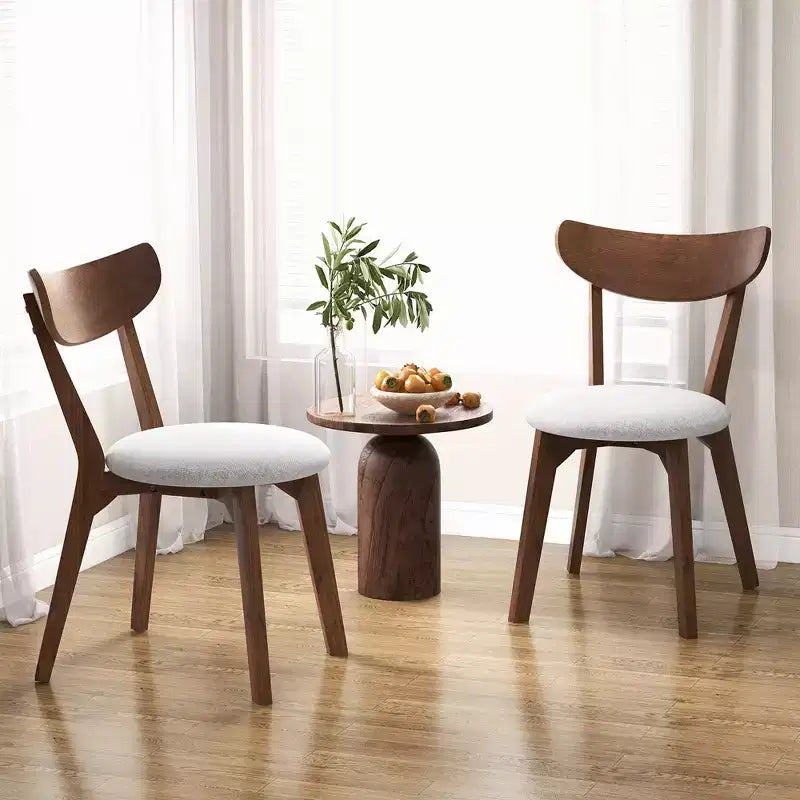 Costway Lot de 2 chaises de salle à manger, dossier incurvé rembourré, pieds en bois massif
