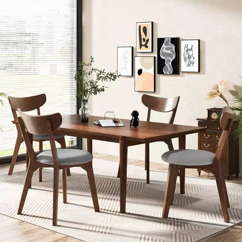 Costway Lot de 2 chaises de salle à manger, dossier incurvé rembourré, pieds en bois massif