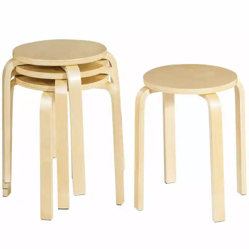 Costway Set of 4 18 Stacking Stool Round Dining Chair Backless Wood Home Decor
