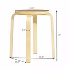 Costway Lot de 4 Tabourets Empilables 45 cm Chaises de Salle à Manger Rondes sans Dossier en Bois Décoration Maison