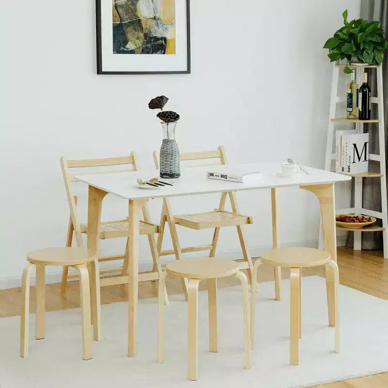 Costway Lot de 4 Tabourets Empilables 45 cm Chaises de Salle à Manger Rondes sans Dossier en Bois Décoration Maison