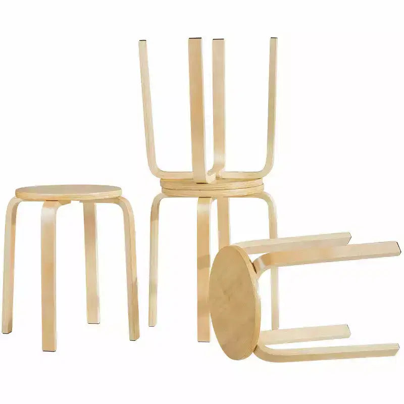 Costway Lot de 4 Tabourets Empilables 45 cm Chaises de Salle à Manger Rondes sans Dossier en Bois Décoration Maison