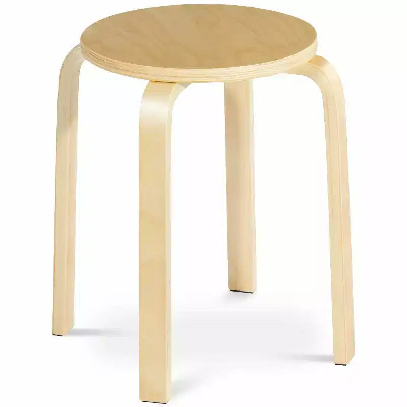 Costway Lot de 4 Tabourets Empilables 45 cm Chaises de Salle à Manger Rondes sans Dossier en Bois Décoration Maison