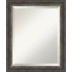 Bark Rustic Framed Bathroom Vanity Wall Mirror Charcoal - Amanti Art