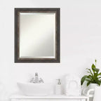 Miroir mural de salle de bain encadré en bois rustique Charcoal - Amanti Art