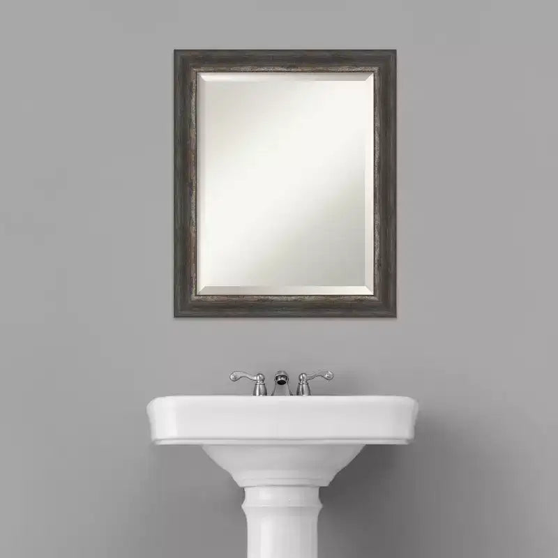 Miroir mural de salle de bain encadré en bois rustique Charcoal - Amanti Art