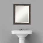 Miroir mural de salle de bain encadré en bois rustique Charcoal - Amanti Art