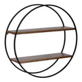 24 Diameter Sequoia Wood and Metal Round Wall Shelf - Kate & Laurel All Things Decor