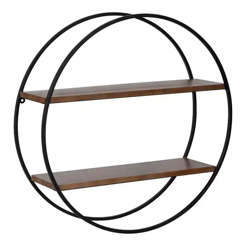 24 Diameter Sequoia Wood and Metal Round Wall Shelf - Kate & Laurel All Things Decor