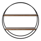 Étagère murale ronde 24 po en bois de séquoia et métal – Kate & Laurel All Things Decor