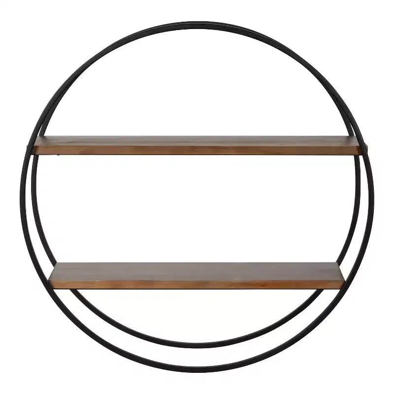 Étagère murale ronde 24 po en bois de séquoia et métal – Kate & Laurel All Things Decor