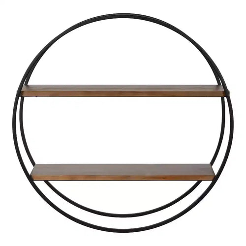 Étagère murale ronde 24 po en bois de séquoia et métal – Kate & Laurel All Things Decor