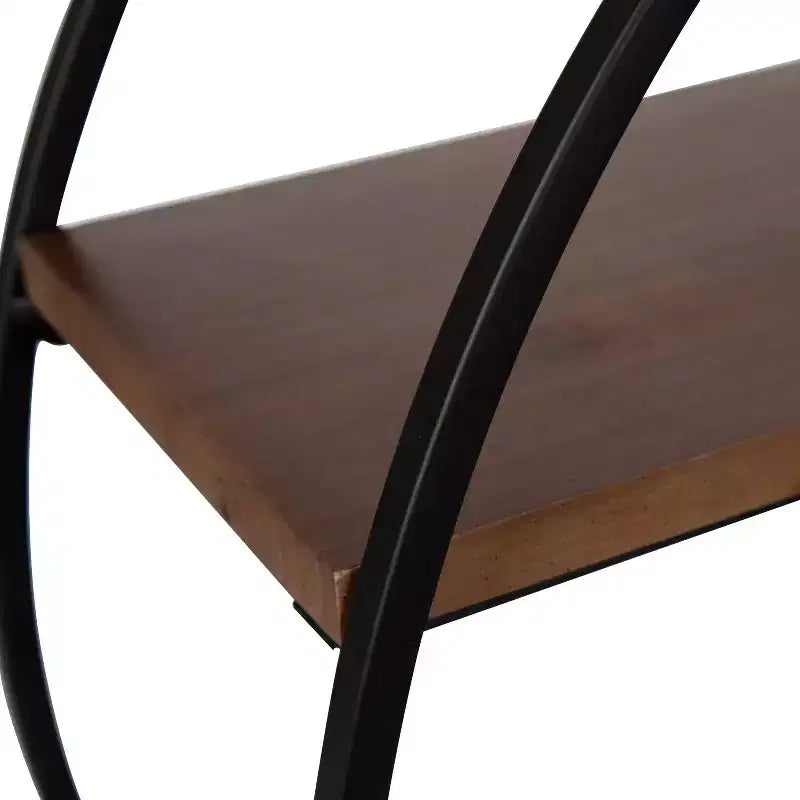 Étagère murale ronde 24 po en bois de séquoia et métal – Kate & Laurel All Things Decor