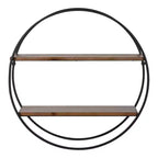 Étagère murale ronde 24 po en bois de séquoia et métal – Kate & Laurel All Things Decor