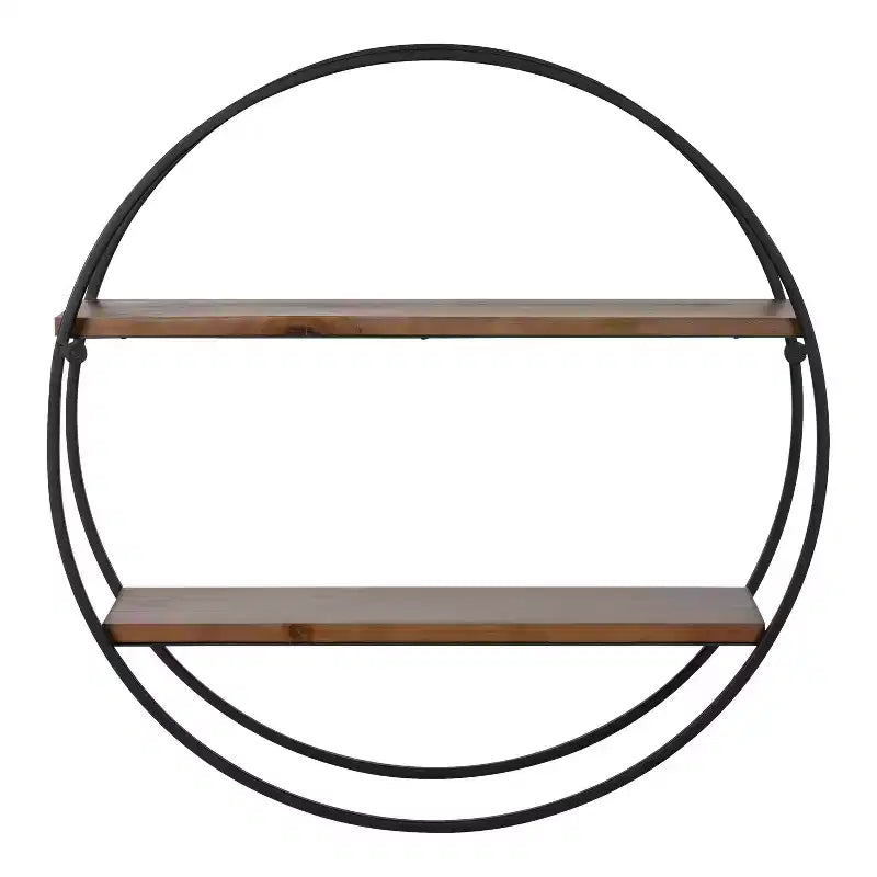 Étagère murale ronde 24 po en bois de séquoia et métal – Kate & Laurel All Things Decor
