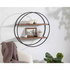 Étagère murale ronde 24 po en bois de séquoia et métal – Kate & Laurel All Things Decor